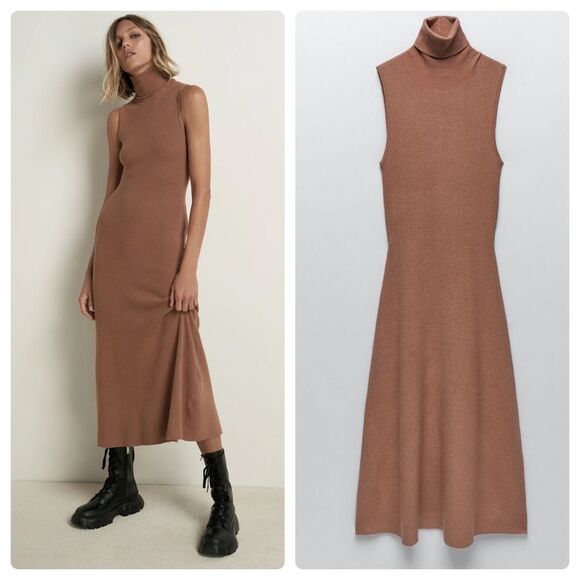 Zara Sweaters - Zara Knitted Midi Dress Dusty Rose New